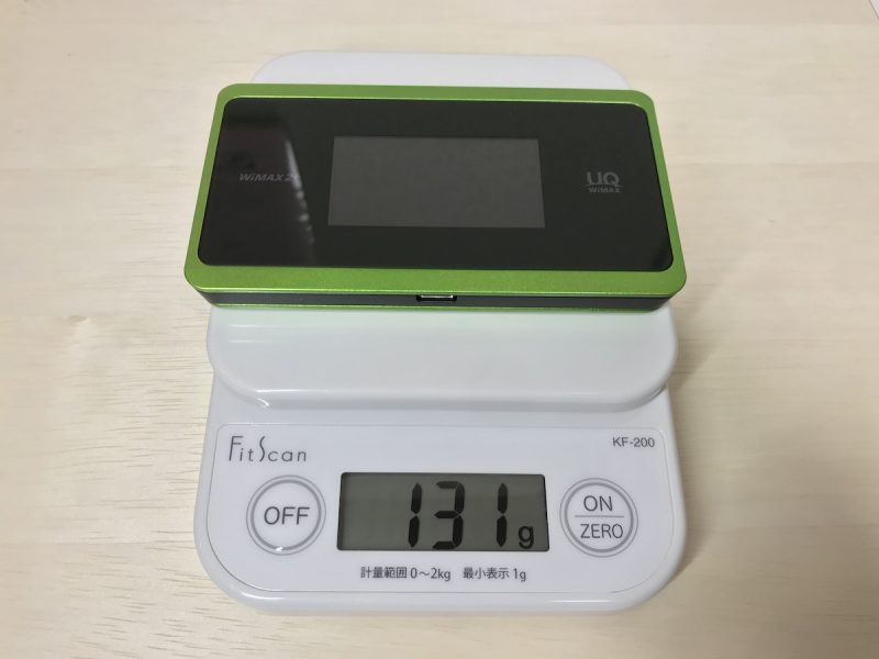 WiMAX WX06の重量を計測