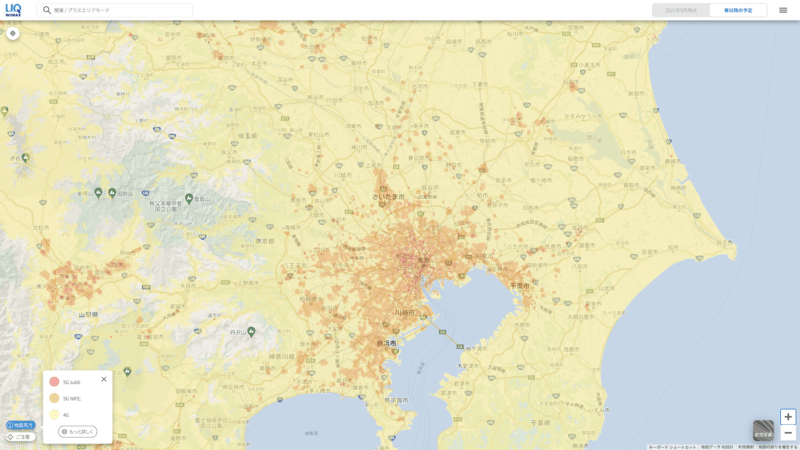 WiMAXのサービス提供エリアマップ