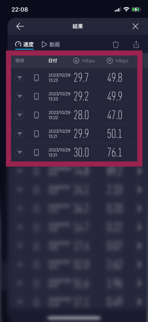 SPEEDTEST測定結果