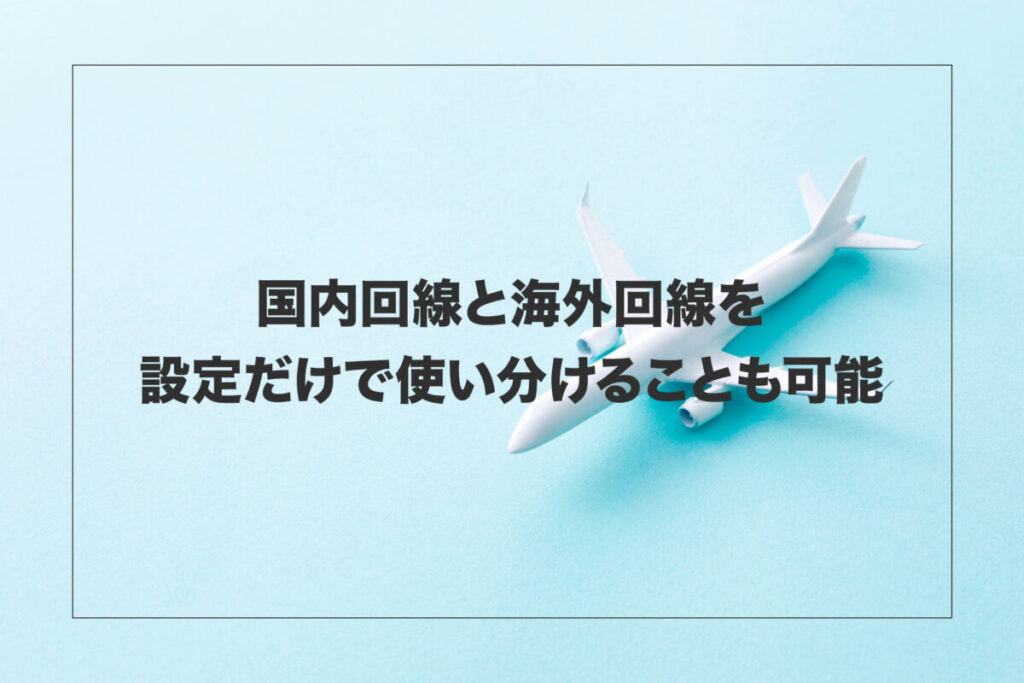 国内回線と海外回線を設定だけで使い分けることも可能