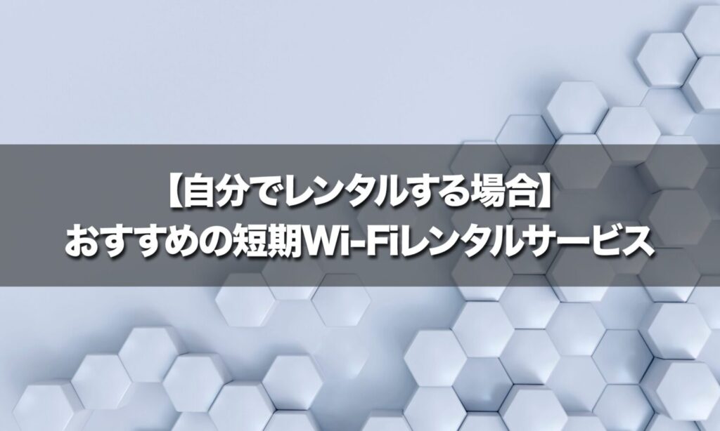 【自分でレンタルする場合】おすすめの短期Wi-Fiレンタルサービス